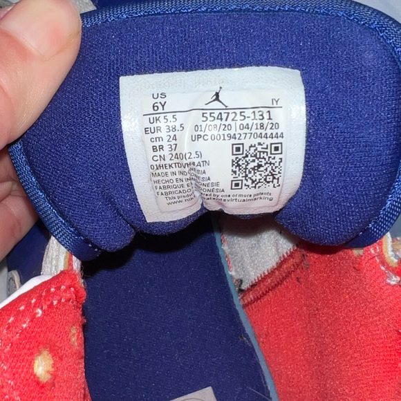 Air Jordan 1 Mid White/Blue/Orange/Red Kids Shoe Size 6Youth - Picture 10 of 14